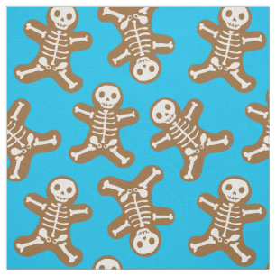 Skeleton Gingerbread Man Pattern Fabric