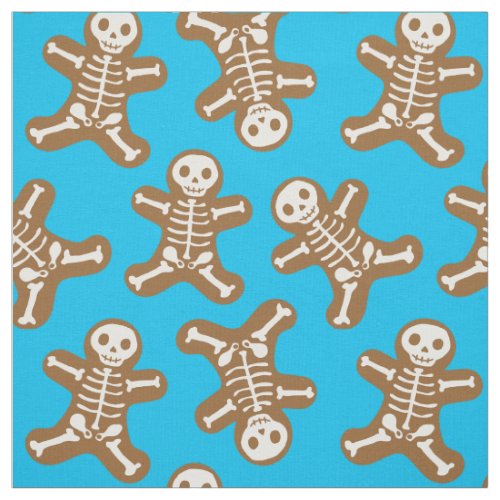 Skeleton Gingerbread Man Pattern Fabric