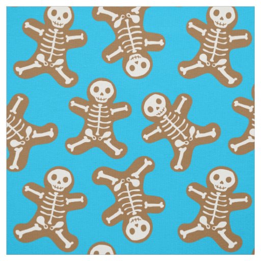 Skeleton Gingerbread Man Pattern Fabric