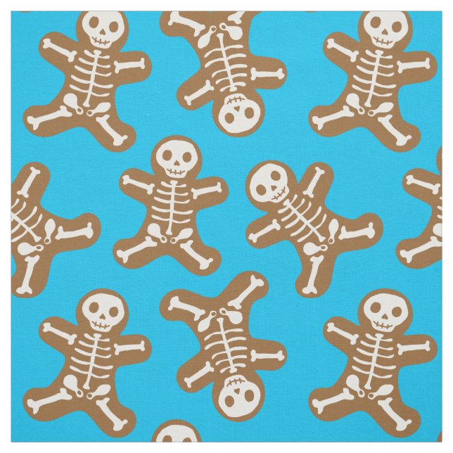 Skeleton Gingerbread Man Pattern Fabric (Swatch)