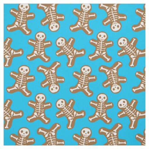 Skeleton Gingerbread Man Pattern Fabric