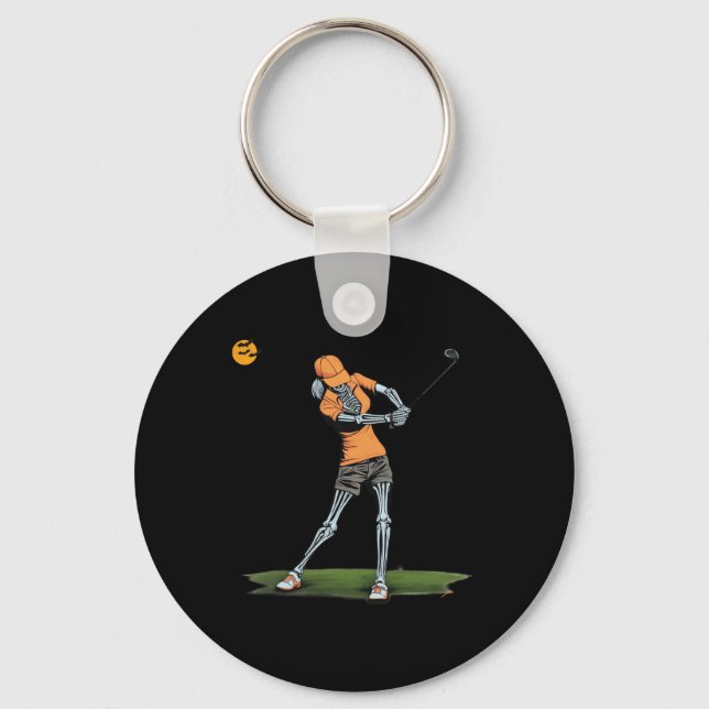 Skeleton Golf Funny Halloween Golfing Sports Golfe Keychain (Front)
