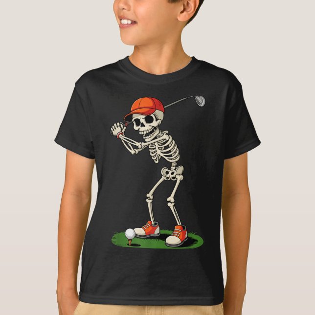 Skeleton Golf Halloween Costume Funny Boys Toddler T-Shirt (Front)
