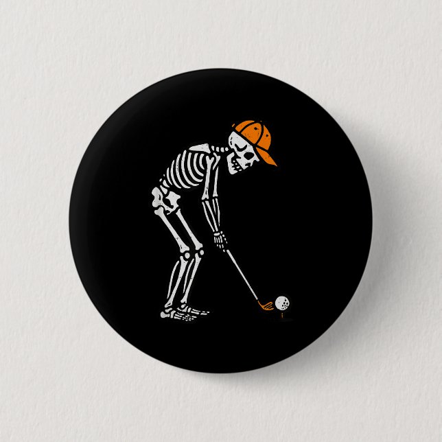 Skeleton Golf Halloween Golfer Costume Dad Mens Bo Button (Front)