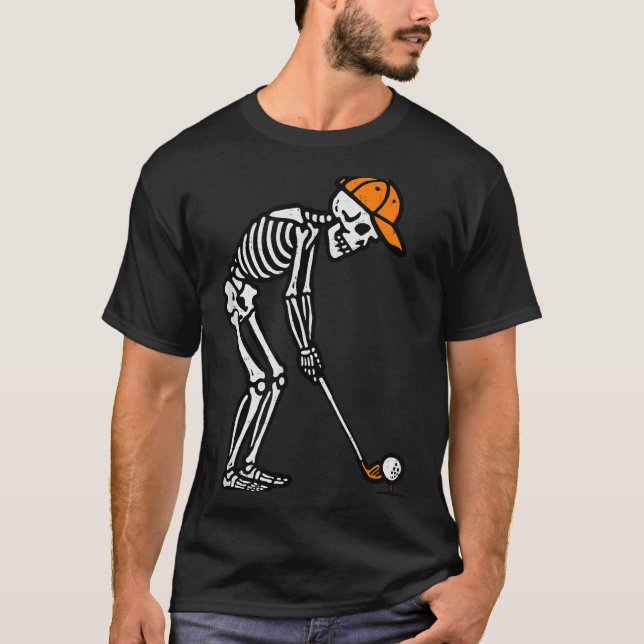 Skeleton Golf Halloween Golfer Costume Dad Mens Bo T-Shirt (Front)