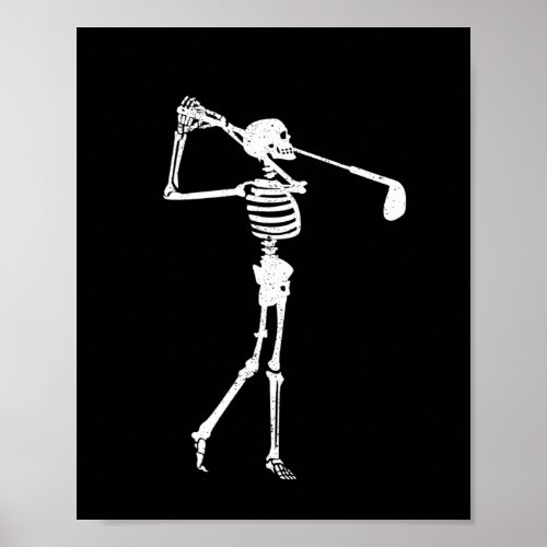 Skeleton Golfer Funny Halloween Golf Sport Poster