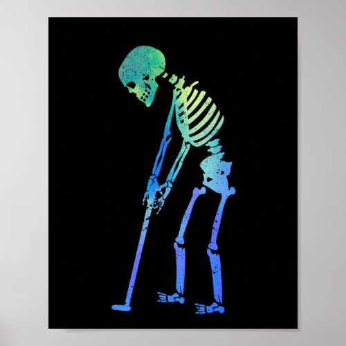 Skeleton Golfer Funny Halloween Golf Sport Poster