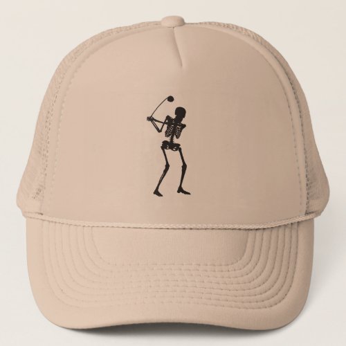 Skeleton Golfer Trucker Hat