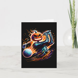 Skeleton Golfing Halloween Pumpkin Golfer Golfer Card