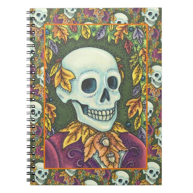 SKELETON, GOTH GENTLEMAN SKULL, DEAD LEAF SOCIETY NOTEBOOK (Front)