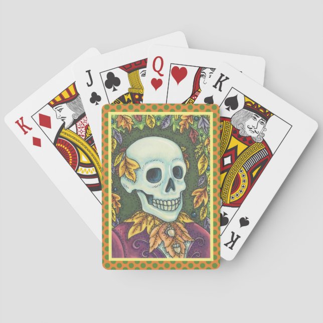 SKELETON, GOTH GENTLEMAN SKULL, DEAD LEAF SOCIETY POKER CARDS (Back)