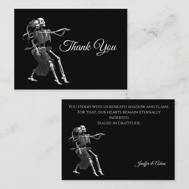 Skeleton Gothic AlternativeHalloween wedding Note Card (Front/Back)