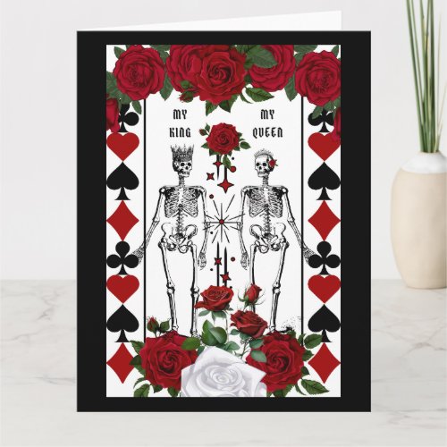 Skeleton gothic couple king queen card