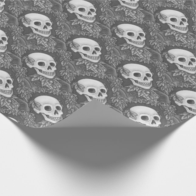 SKELETON, GOTHIC GENTLEMAN SKULL WRAPPING PAPER (Corner)