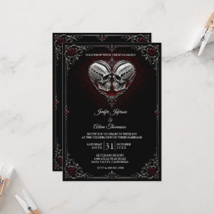 Skeleton Gothic Halloween Wedding Invitation