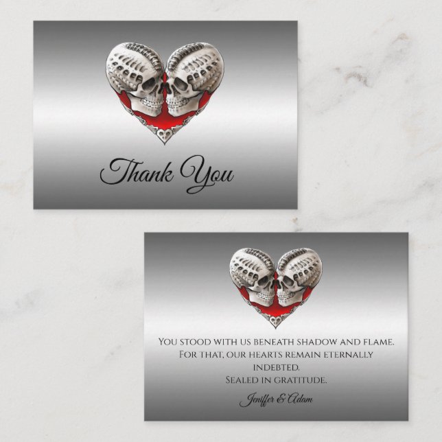 Skeleton Gothic Halloween wedding thank you Note Card (Front/Back)