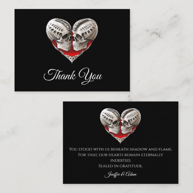 Skeleton Gothic Halloween wedding thank you Note Card (Front/Back)