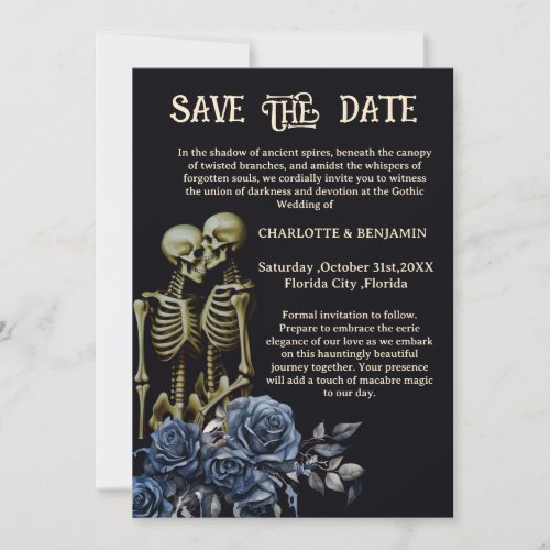 Skeleton Gothic Wedding Save The Date