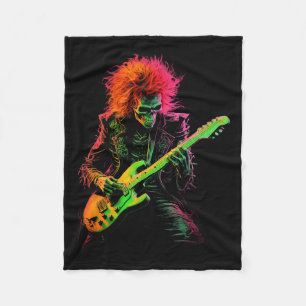 Skeleton Graphic Tee Playing Guitar Rock Band Hall Fleece Blanket