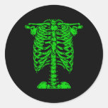 Skeleton Green Rib Cage Bone Costume Halloween Gra Classic Round Sticker