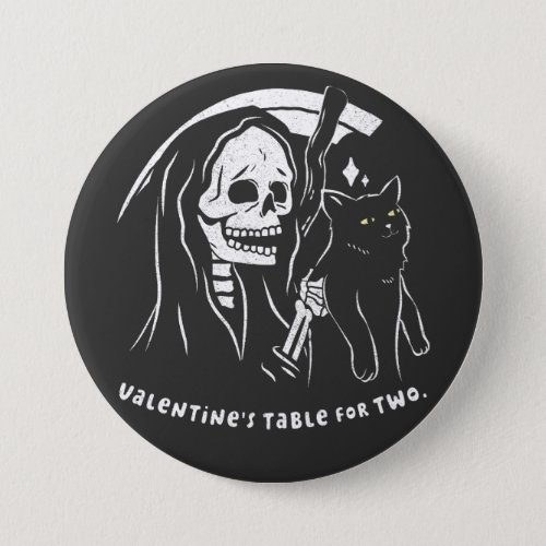 Skeleton Grim Reaper Holding Cat Funny Cat Lover Button