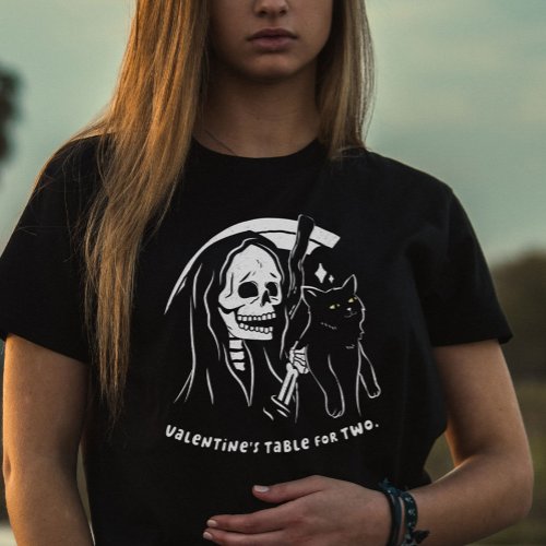 Skeleton Grim Reaper Holding Cat Funny Cat Lover T_Shirt
