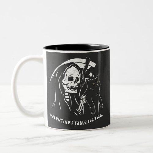 Skeleton Grim Reaper Holding Cat Funny Cat Lover Two_Tone Coffee Mug