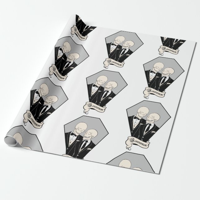 Skeleton Grooms Wrapping Paper (Unrolled)