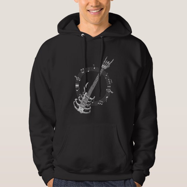 Skeleton Guitar Lover Rock Music Fan Hoodie (Front)