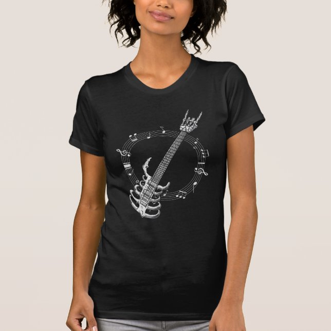 Skeleton Guitar Lover Rock Music Fan T-Shirt (Front)