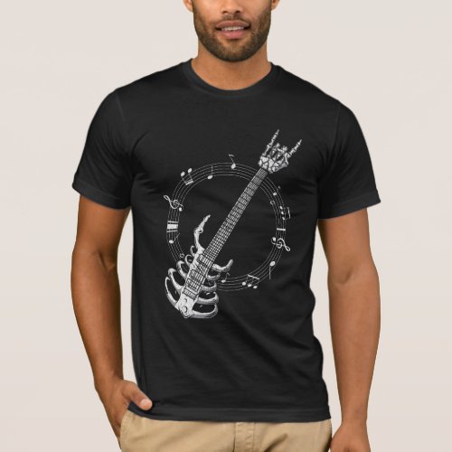 Skeleton Guitar Lover Rock Music Fan T_Shirt