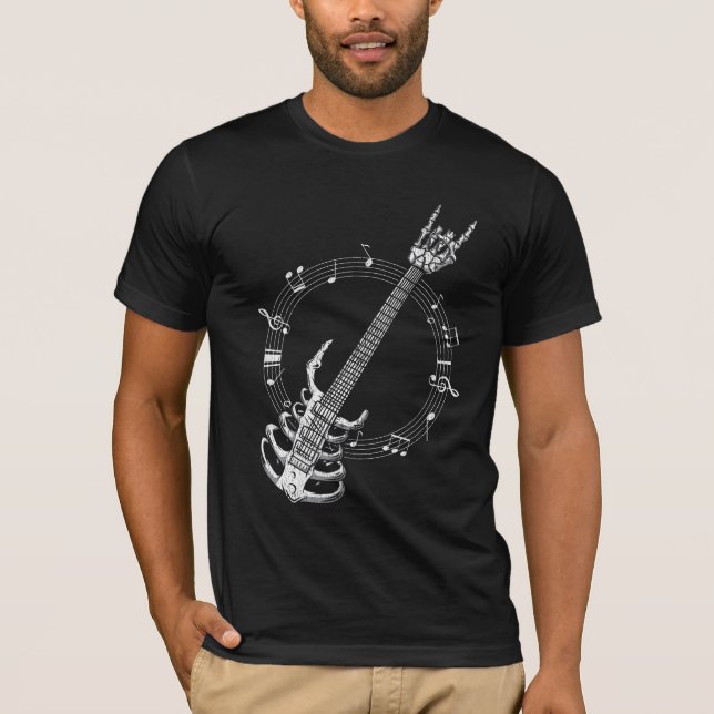 Skeleton Guitar Lover Rock Music Fan T-Shirt (Front)