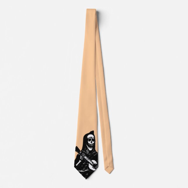 Skeleton Guitar Tan Neck Tie (Front)