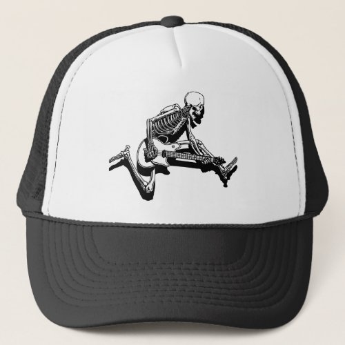 Skeleton Guitarist Jump Trucker Hat