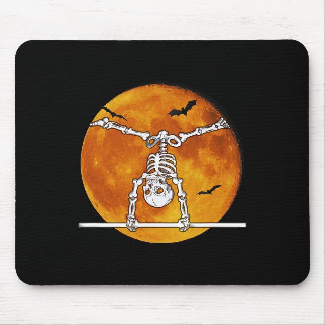 Skeleton Gymnastics Halloween Horizontal Bar  Mouse Pad (Front)