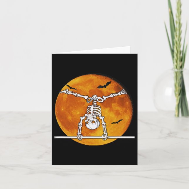 Skeleton Gymnastics Halloween Horizontal R  Card (Front)