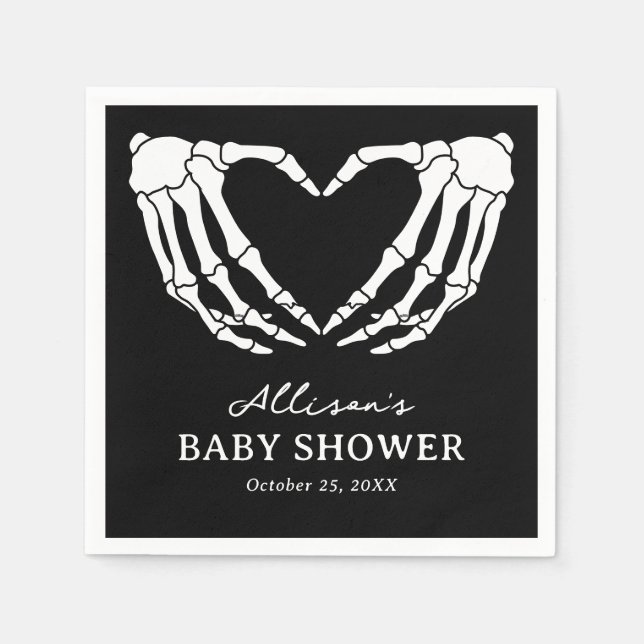 Skeleton Halloween Baby Shower Napkins (Front)
