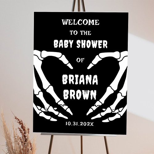 Skeleton Halloween Baby Shower Party Welcome Sign