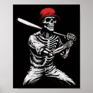 Skeleton Halloween Baseball Player 1  Poster