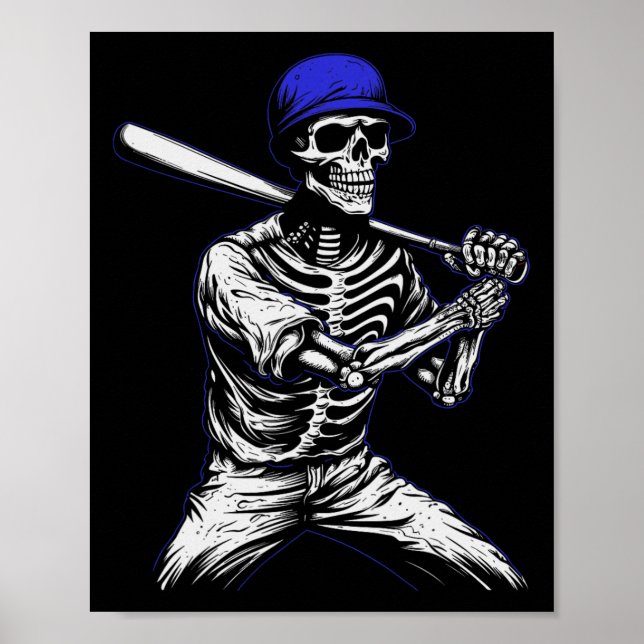 Skeleton Halloween Baseball Player  Poster (Front)