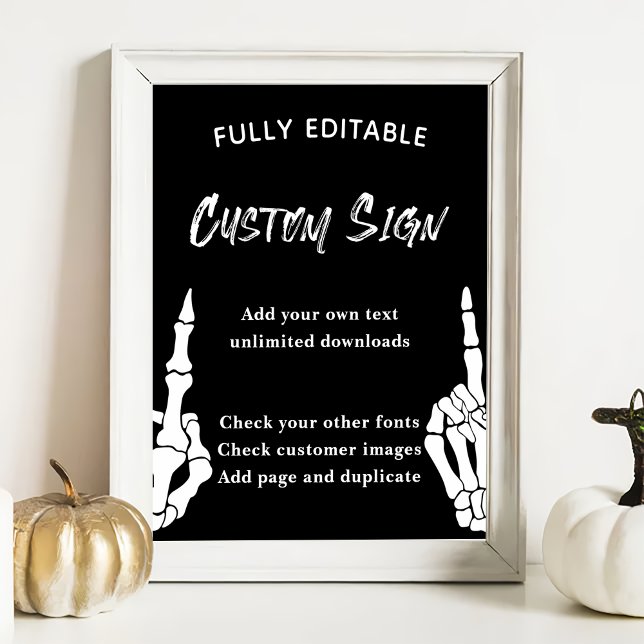 Skeleton Halloween Birthday Party Table Sign (Creator Uploaded)