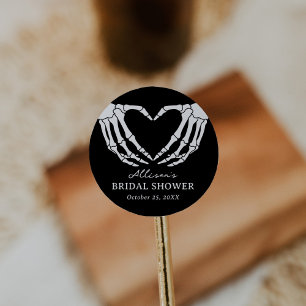 Skeleton Halloween Bridal Shower Classic Round Sticker