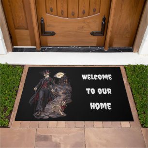 Skeleton Halloween Dachshund Doormat
