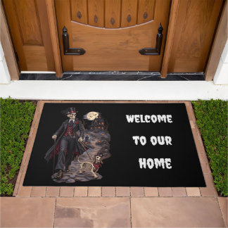 Skeleton Halloween Dachshund Doormat