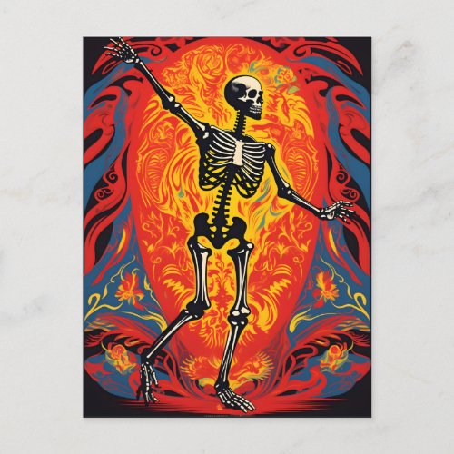 Skeleton Halloween Dancing Postcard