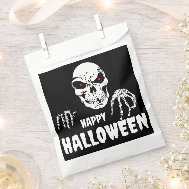 Skeleton Halloween Favor Bag (Clipped)