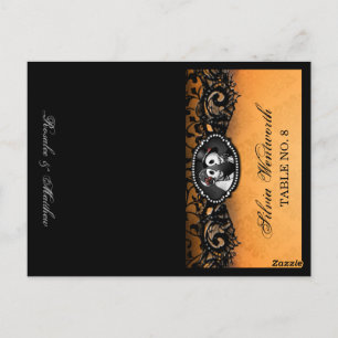 Skeleton Halloween FOLDING PlaceCard Names Printed Postcard