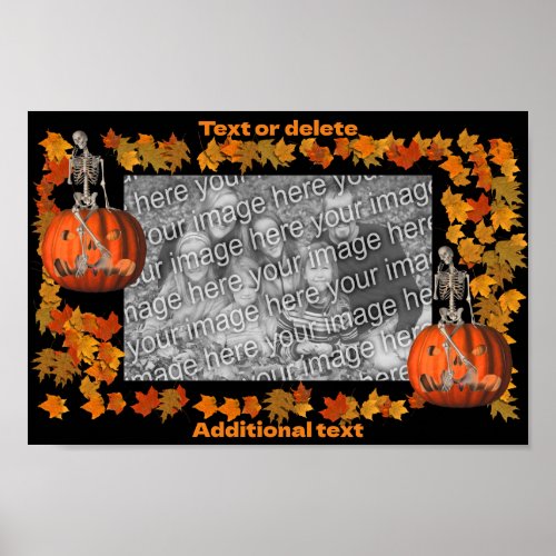 Skeleton Halloween Frame Add Your Photo  Poster