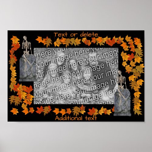 Skeleton Halloween Frame Create Your Own Photo  Poster