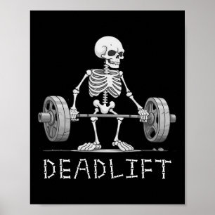 Skeleton Halloween Funny Weight Lifting Costume Poster